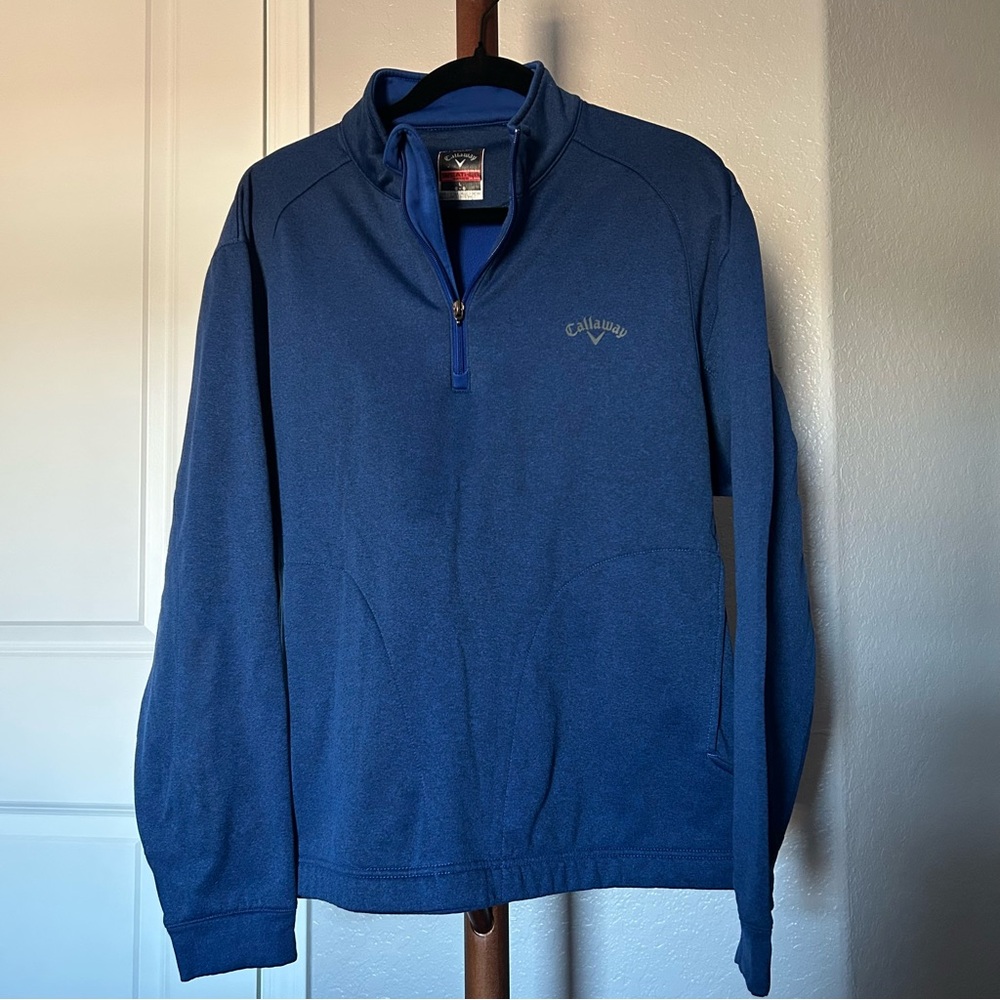 Men’s Callaway Blue Ottoman Quarter Zip Sweater Size Large |D77